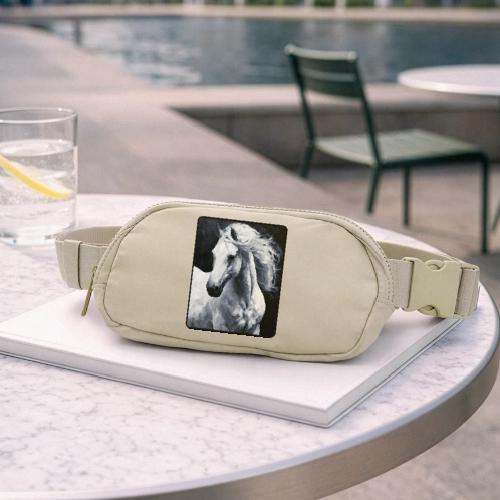White Horse Oil Painting Design - Matte Hip Bag