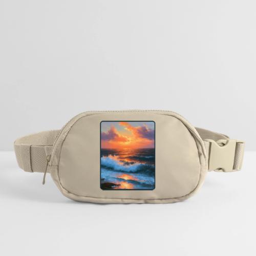 Sunset Storm Waves Oil Painting - Matte Hip Bag