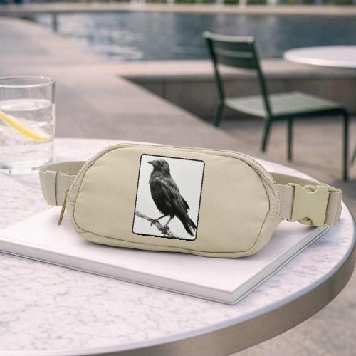 Raven Black and White Art Design - Matte Hip Bag