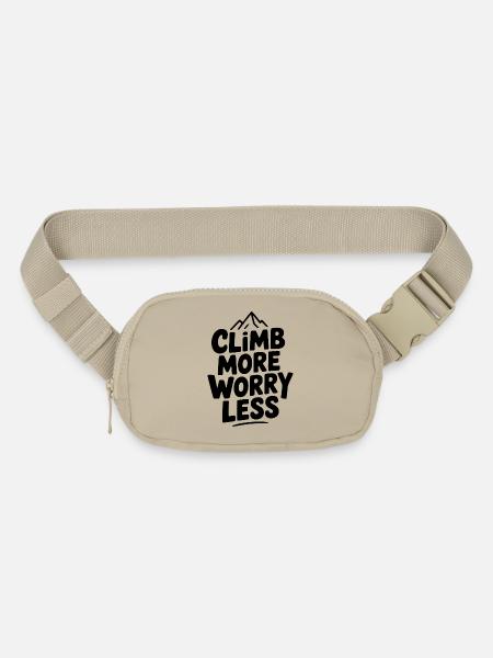 Climb More Worry Less - Matte Hip Bag - sandgrau