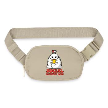 Funny Social Battery Low Introvert Ghost Coffee - Matte Hip Bag - sandgrau - Front