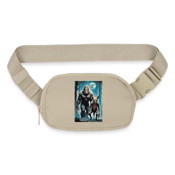 Bigfoot and chupacabra forest walkers full moon  - Matte Hip Bag - sandgrau - Front
