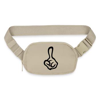 Raised Index Finger (Left Hand / 1C) - Matte Hip Bag - sandgrau - Front