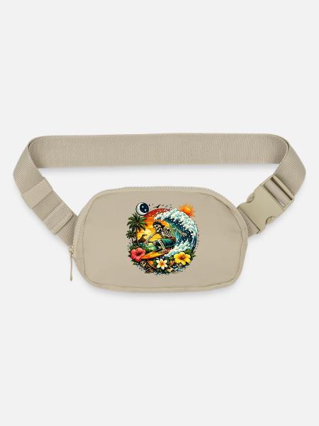 Skeleton Surfer Sunset - Matte Hip Bag - sandgrau