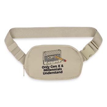 Retro Cassette Nostalgia: Gen X & Millennials - Matte Hip Bag - sandgrau - Front