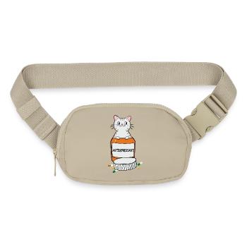 Whiskered Pill Bottle Cat - Matte Hip Bag - sandgrau - Front