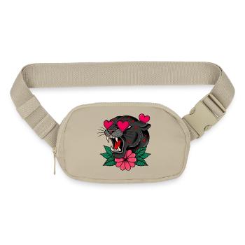 Traditional Tattoo Style Panther Love Eyes - Matte Hip Bag - sandgrau - Front