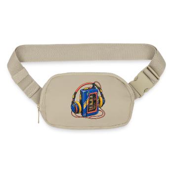 Retro Cassette Boombox Headphones - Matte Hip Bag - sandgrau - Front
