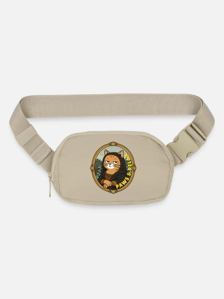 Paws & Relax Mona Lisa Cat - Matte Hip Bag - sandgrau