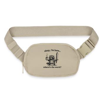 Okay I'm Here Where's The Work Funny Retro Raccoon - Matte Hip Bag - sandgrau - Front