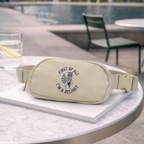 Funny Raccoon Tee – First Of All I'm A Delight - Matte Hip Bag