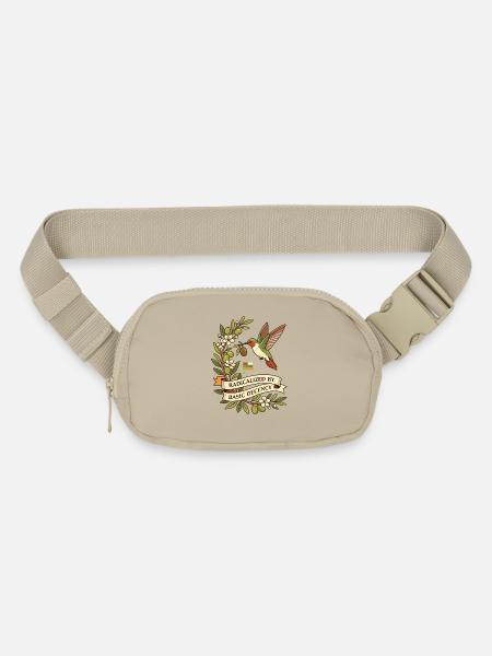 Hummingbird Floral Banner Art - Matte Hip Bag - sandgrau