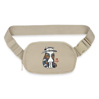 Cute Japanese Samurai Cat Katana Ninja Art - Matte Hip Bag - sandgrau - Front