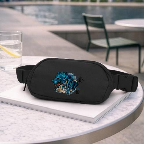 Blue Wolf Graffiti Street Art - Matte Hip Bag