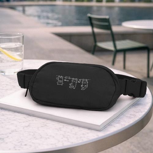 Minimalist Hanging Cats Line Art - Cute Kittens - Matte Hip Bag