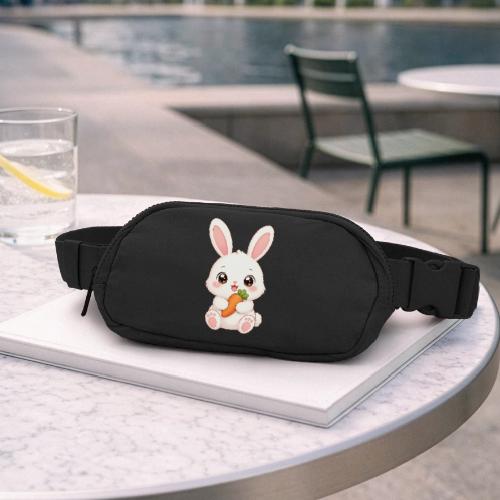 Cute Bunny Rabbit Holding Carrot – Kawaii Easter - Matte Hip Bag