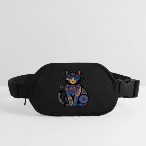 Vibrant Geometric Cat Mandala - Matte Hip Bag
