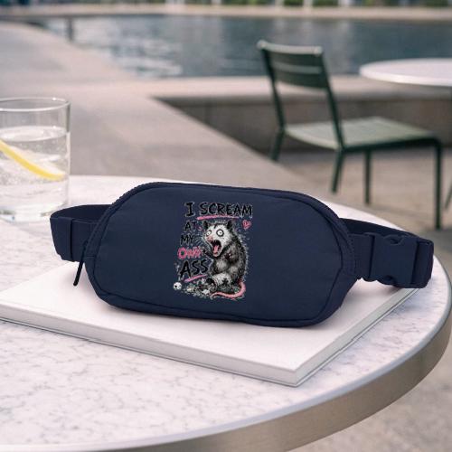 Funny Opossum Screaming Graphic Tee - Matte Hip Bag