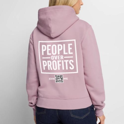 People Over Profits (white, back-facing) - Women's Premium Hoodie
