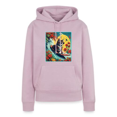 Kitten Surfing In Flowers - Women's Premium Hoodie