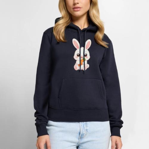 Cute Bunny Rabbit Holding Carrot – Kawaii Easter - Women's Premium Hoodie