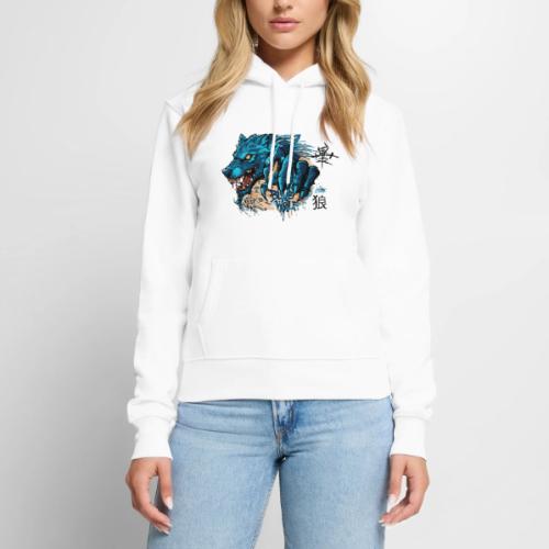 Blue Wolf Graffiti Street Art - Women's Premium Hoodie