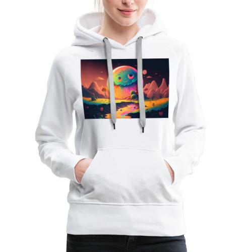 Spooky Smiling Moon Mountainscape - Psychedelia - Women's Premium Hoodie