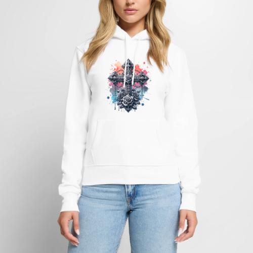 Gothic Collection - Crosses Roses Pastel B/ground - Women's Premium Hoodie