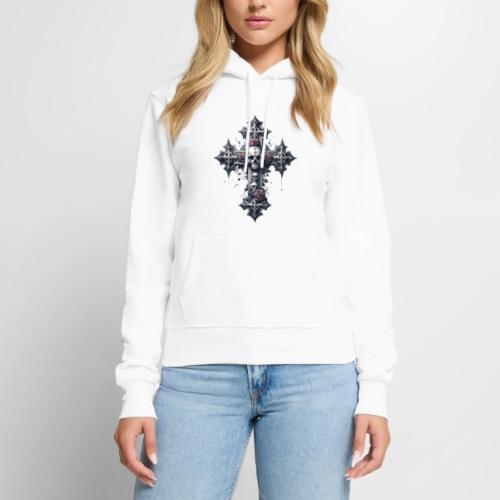 Gothic Cross Collection - Skulls and Red Roses - Women's Premium Hoodie