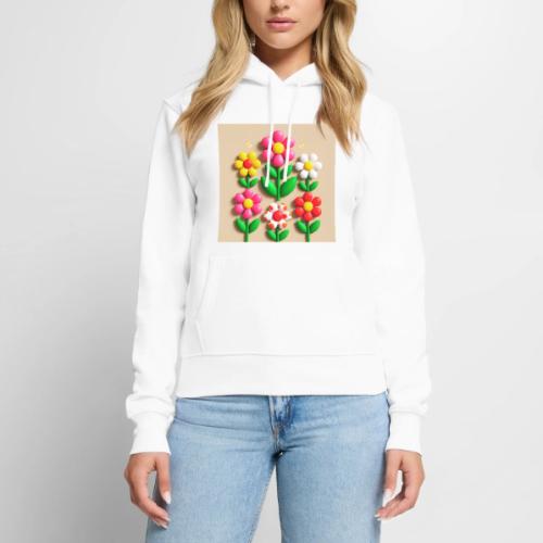3D Flowers and Butterflies in Amber, Floral Design - Women's Premium Hoodie