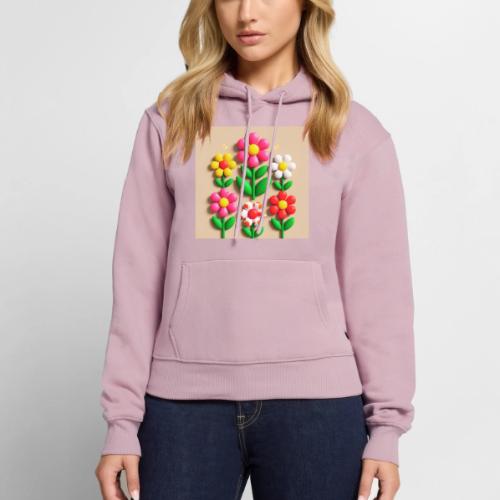 3D Flowers and Butterflies in Amber, Floral Design - Women's Premium Hoodie