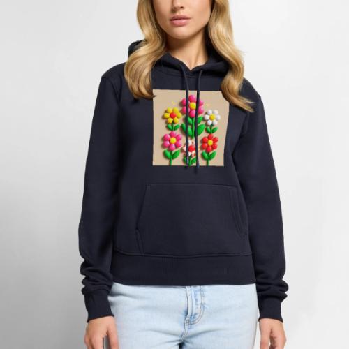 3D Flowers and Butterflies in Amber, Floral Design - Women's Premium Hoodie