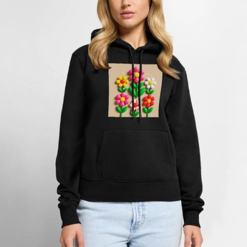3D Flowers and Butterflies in Amber, Floral Design - Women's Premium Hoodie