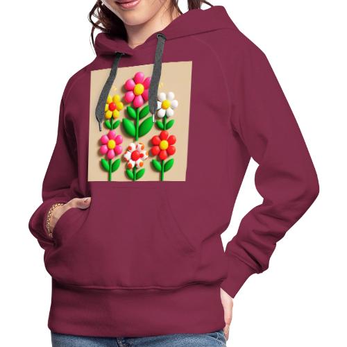 3D Flowers and Butterflies in Amber, Floral Design - Women's Premium Hoodie