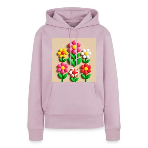 3D Flowers and Butterflies in Amber, Floral Design - Women's Premium Hoodie
