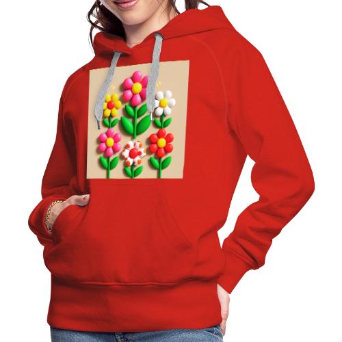 3D Flowers and Butterflies in Amber, Floral Design - Women's Premium Hoodie