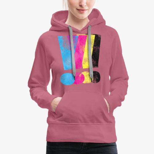 Large Distressed CMYW Exclamation Points - Women's Premium Hoodie
