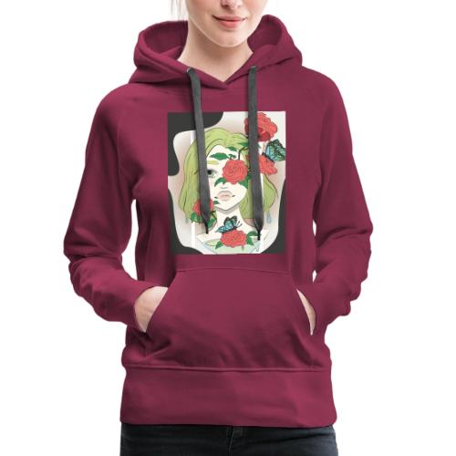Girl with Rose Vine - Women's Premium Hoodie
