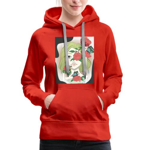 Girl with Rose Vine - Women's Premium Hoodie