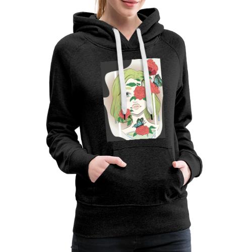 Girl with Rose Vine - Women's Premium Hoodie