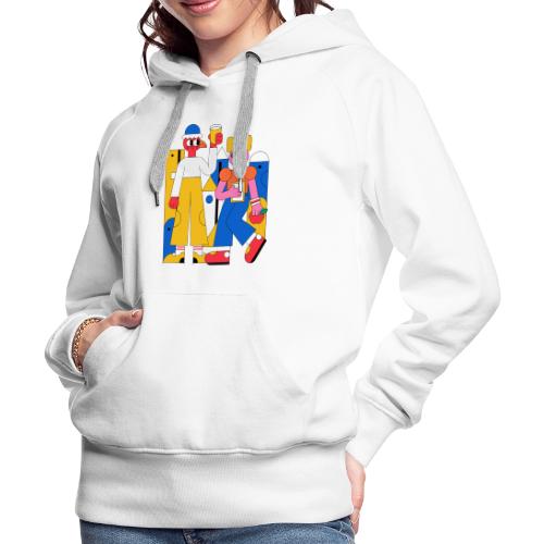 Bold Geometric Duo Pop Art - Women's Premium Hoodie