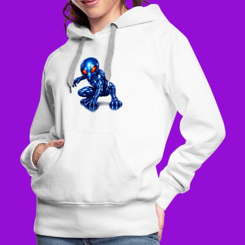 Blue Alien Crouch - Women's Premium Hoodie