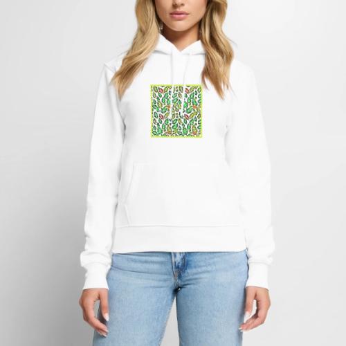Vivid Color Burst Leaves Pattern - Women's Premium Hoodie