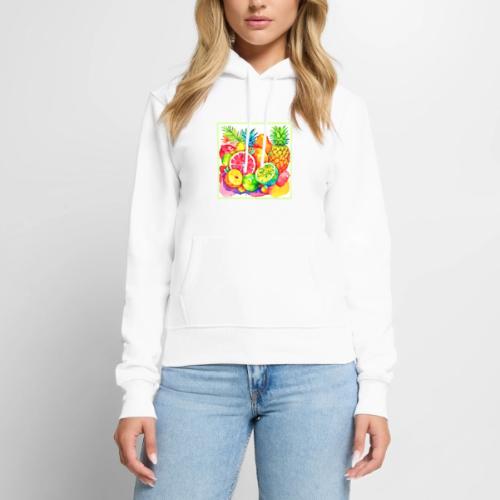 Tropical Fruit Cartoon Art - Women's Premium Hoodie