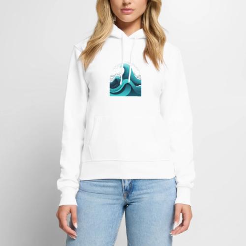 Dynamic Ocean Wave Illustration - Women's Premium Hoodie