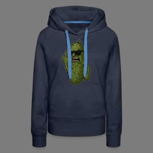 Angry Pickle Flipping the Bird - Women's Premium Hoodie