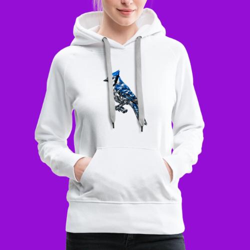 Silver Blue Jay on Perch - Women's Premium Hoodie