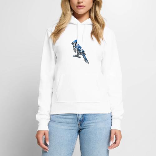Silver Blue Jay on Perch - Women's Premium Hoodie