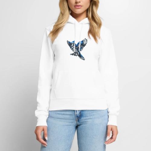 Silver Blue Jay Open Wing Perch - Women's Premium Hoodie