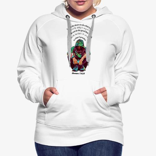 Hooded Man Color Pencil Sketch Drawing Scripture - Women's Premium Hoodie